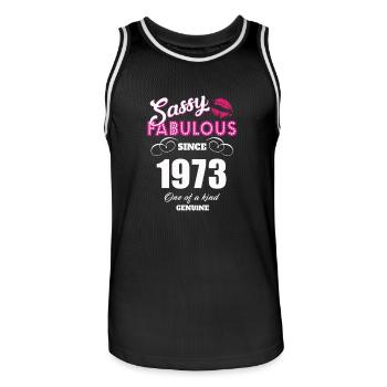 Sassy Fabulous depuis 1973 - Maillot de basket Homme - noir/blanc - Devant - AI Model Male 185 dark (185cm)