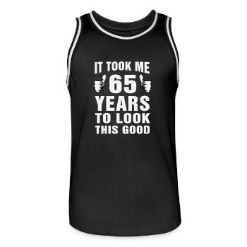 Il m’a fallu 65 ans pour avoir l’air aussi beau - Maillot de basket Homme - noir/blanc - Devant - AI Model Male 185 dark (185cm)