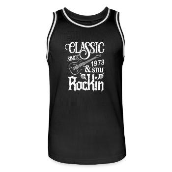 Classique depuis 1973 et toujours Rockin - Maillot de basket Homme - noir/blanc - Devant - AI Model Male 185 dark (185cm)