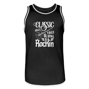 Classic Since 1963 And Still Rockin - Men's Basketball Jersey - black/white - Front - AI Model Male 185 dark (185cm)