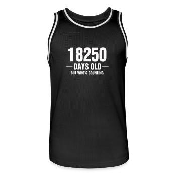 18250 Days Old But Who s Counting - Men's Basketball Jersey - black/white - Front - AI Model Male 185 dark (185cm)