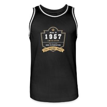 Made In 1957 Limited Edition All Original Parts - Men's Basketball Jersey - black/white - Front - AI Model Male 185 dark (185cm)