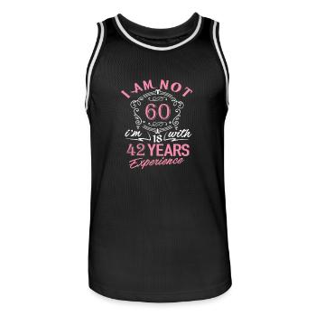 I am not 60 I am 18 with 42 years experience 1959 - Men's Basketball Jersey - black/white - Front - AI Model Male 185 dark (185cm)