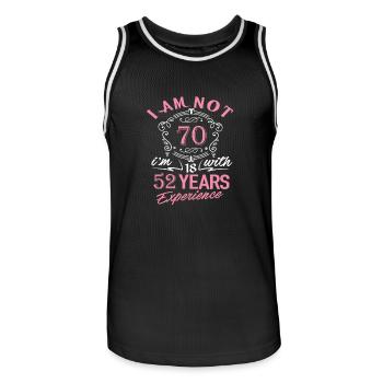 Ich bin nicht 70 Ich bin 18 mit 52 Jahren Erfahrung - Männer Basketball-Trikot - Schwarz/Weiß - Vorne - AI Model Male 185 dark (185cm)
