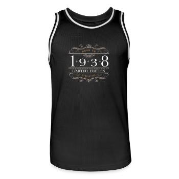Limitierte Auflage 1938 Aged to Perfection - Männer Basketball-Trikot - Schwarz/Weiß - Vorne - AI Model Male 185 dark (185cm)