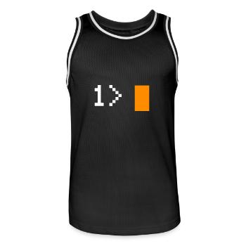 1 > - Männer Basketball-Trikot - Schwarz/Weiß - Vorne - AI Model Male 185 dark (185cm)