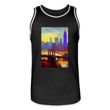 Horizon de la ville de New York - Maillot de basket Homme - noir/blanc - Devant - AI Model Male 185 dark (185cm)