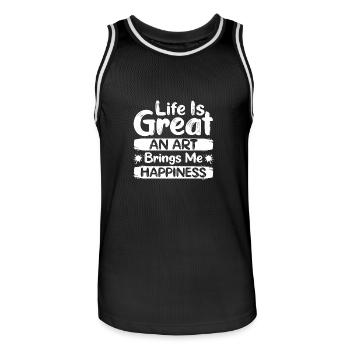 Funny Art Painter Art Brings Me Happiness Drawing - Men's Basketball Jersey - black/white - Front - AI Model Male 185 dark (185cm)