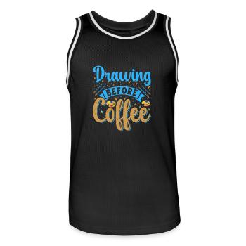 Cool Artist Drawing Before Coffee Painter Gift - Men's Basketball Jersey - black/white - Front - AI Model Male 185 dark (185cm)
