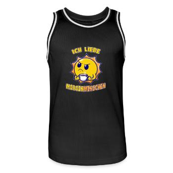 I Love Morning People Coffee Mug Sun Funny - Men's Basketball Jersey - black/white - Front - AI Model Male 185 dark (185cm)
