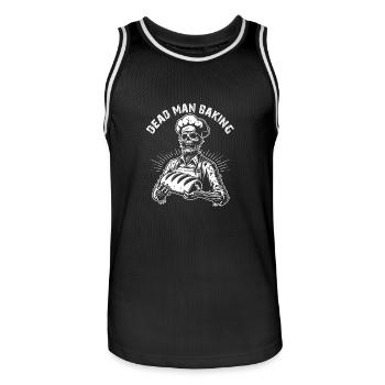 Dead Man Baking gruseliger Zombie als Bäcker - Männer Basketball-Trikot - Schwarz/Weiß - Vorne - AI Model Male 185 dark (185cm)