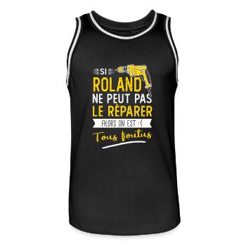 Roland Si roland ne peut pas le réparer - Maillot de basket Homme - noir/blanc - Devant - AI Model Male 185 dark (185cm)