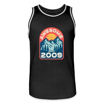 Awesome since 2009 - Men's Basketball Jersey - black/white - Front - AI Model Male 185 dark (185cm)