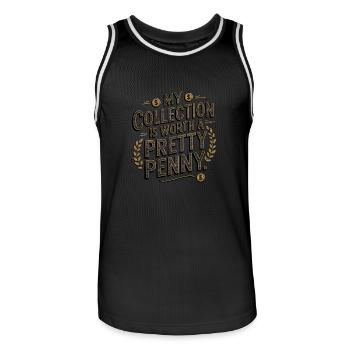 Coin Collecting – My Collection Is Valuable - Men's Basketball Jersey - black/white - Front - AI Model Male 185 dark (185cm)