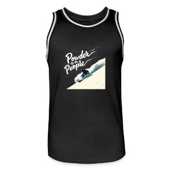 Powder to the People – Snowboard & Powder - Männer Basketball-Trikot - Schwarz/Weiß - Vorne - AI Model Male 185 dark (185cm)
