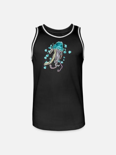 Watercolor Jellyfish Design for Sea Lovers - Men's Basketball Jersey - black/white