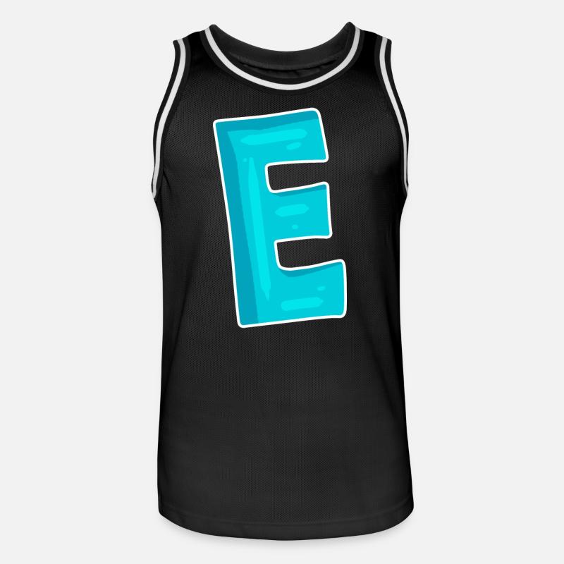 Buchstabe E Anfangsbuchstabe Zeichen - Männer Basketball-Trikot - Schwarz/Weiß