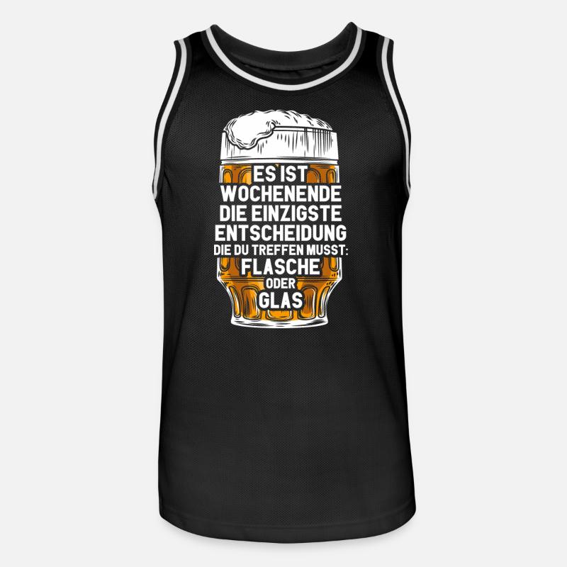 Wochenende Flasche Oder Glas / Bier Spruch - Männer Basketball-Trikot - Schwarz/Weiß