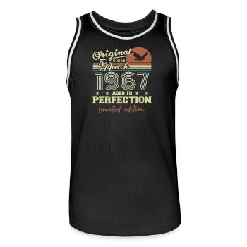 Anniversaire Mars 1967 - Maillot de basket Homme - noir/blanc - Devant - AI Model Male 185 dark (185cm)