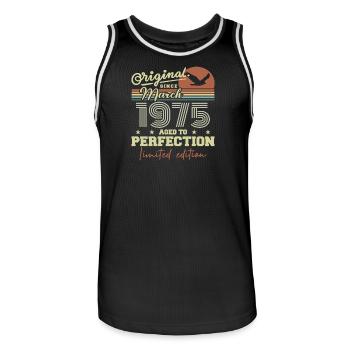 Anniversaire Mars 1975 - Maillot de basket Homme - noir/blanc - Devant - AI Model Male 185 dark (185cm)