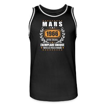 Original Mars 1966 Vintage Cadeau Anniversaire - Maillot de basket Homme - noir/blanc - Devant - AI Model Male 185 dark (185cm)