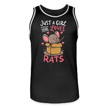 Nur ein Mädchen, das Ratten liebt - Männer Basketball-Trikot - Schwarz/Weiß - Vorne - AI Model Male 185 dark (185cm)
