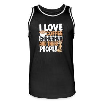 I love coffee, Chihuahua and three people - Men's Basketball Jersey - black/white - Front - AI Model Male 185 dark (185cm)
