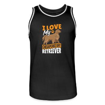 Chien Retriever Américain de la Baie de Chesapeake - Maillot de basket Homme - noir/blanc - Devant - AI Model Male 185 dark (185cm)