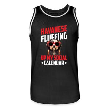Bichon Havanais Gonfler mon calendrier social - Maillot de basket Homme - noir/blanc - Devant - AI Model Male 185 dark (185cm)