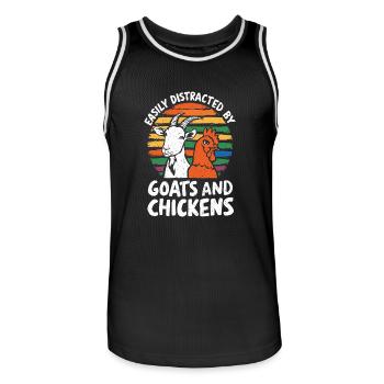 Leicht abgelenkt von Ziegen und Hühnern - Männer Basketball-Trikot - Schwarz/Weiß - Vorne - AI Model Male 185 dark (185cm)
