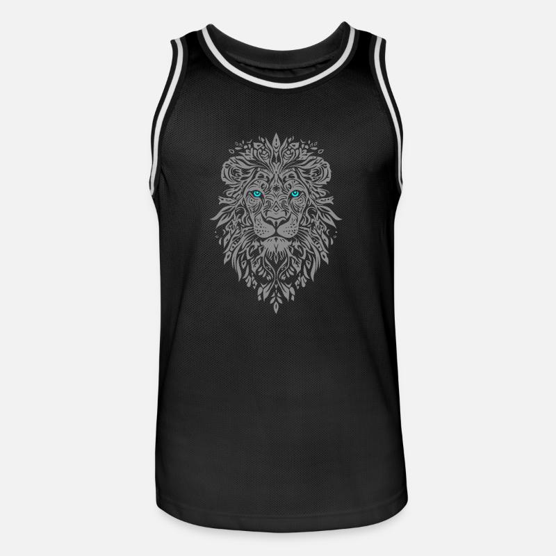Faccia di leone d'argento occhi azzurri - Maglia da basket per uomo - nero/bianco