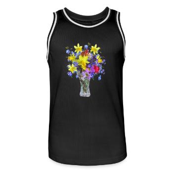 flowers lilies tulips orchids sunflower dahlia ger - Männer Basketball-Trikot - Schwarz/Weiß - Vorne - AI Model Male 185 dark (185cm)