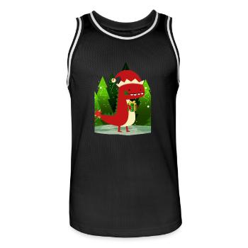 Dinosaure Dino cadeau de Noël Ugly Sweater - Maillot de basket Homme - noir/blanc - Devant - AI Model Male 185 dark (185cm)