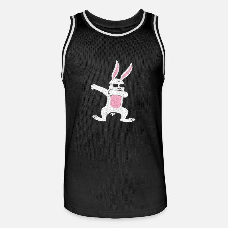 Dabbing Easter Bunny Easter Gift Gift Idea - Men's Basketball Jersey - black/white
