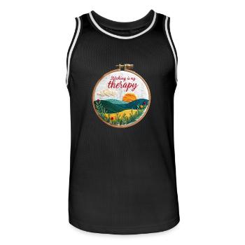 Stitching is my therapy - Embroidery Embroidery Art - Men's Basketball Jersey - black/white - Front - AI Model Male 185 dark (185cm)