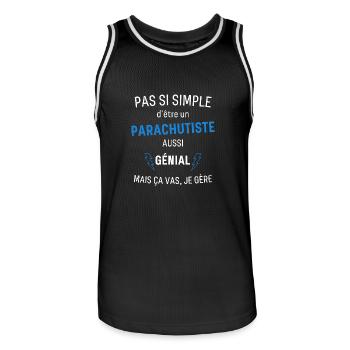 T-shirt Parachutiste Génial - Maillot de basket Homme - noir/blanc - Devant - AI Model Male 185 dark (185cm)