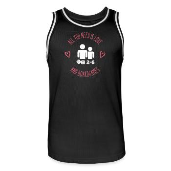 All you need is love and boardgames - Männer Basketball-Trikot - Schwarz/Weiß - Vorne - AI Model Male 185 dark (185cm)
