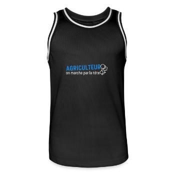 Agriculteur Fermier - Maillot de basket Homme - noir/blanc - Devant - AI Model Male 185 dark (185cm)