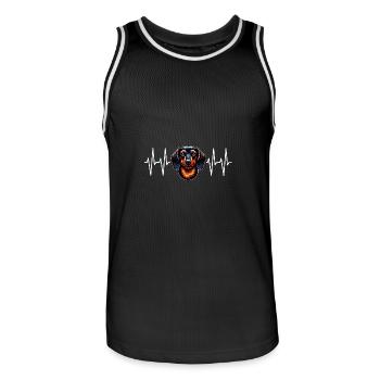 Dachshund portrait with heart line for dachshund friends - Men's Basketball Jersey - black/white - Front - AI Model Male 185 dark (185cm)