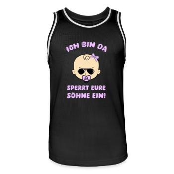 Baby girl locks up your sons - Men's Basketball Jersey - black/white - Front - AI Model Male 185 dark (185cm)