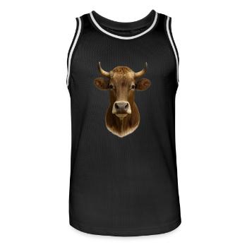 The most beautiful cow - Men's Basketball Jersey - black/white - Front - AI Model Male 185 dark (185cm)