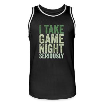 Ich nehme den Spieleabend ernst - Männer Basketball-Trikot - Schwarz/Weiß - Vorne - AI Model Male 185 dark (185cm)