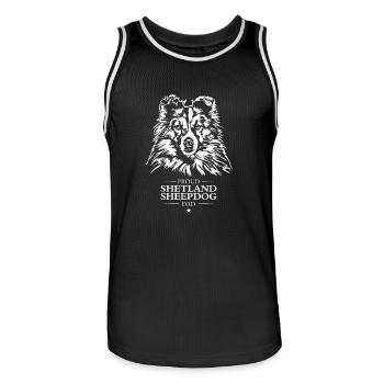 Shetland Berger Papa Chien Chien Sheltie Wilsigns - Maillot de basket Homme - noir/blanc - Devant - AI Model Male 185 dark (185cm)