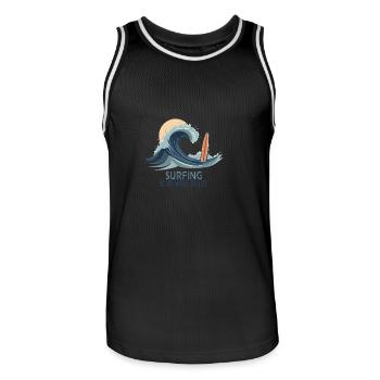 Surfing is My Wave of Life – Surfer & Ozean - Männer Basketball-Trikot - Schwarz/Weiß - Vorne - AI Model Male 185 dark (185cm)