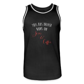 School Bus Driver School Bus - Men's Basketball Jersey - black/white - Front - AI Model Male 185 dark (185cm)