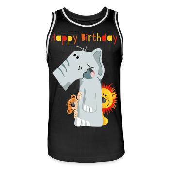 Happy Birthday - Erster Geburtstag - Zahl Eins - Men's Basketball Jersey - black/white - Front - AI Model Male 185 dark (185cm)