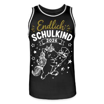 Endlich Schulkind 2026 Unicorn - Männer Basketball-Trikot - Schwarz/Weiß - Vorne - AI Model Male 185 dark (185cm)
