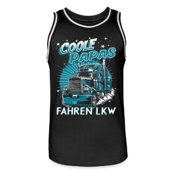 Vatertag | Coole Papas fahren LKW | LKW Fahrer - Männer Basketball-Trikot - Schwarz/Weiß - Vorne - AI Model Male 185 dark (185cm)