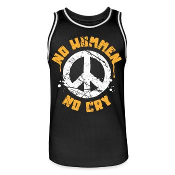 No Wummen No Cry - Peace Symbol - Männer Basketball-Trikot - Schwarz/Weiß - Vorne - AI Model Male 185 dark (185cm)