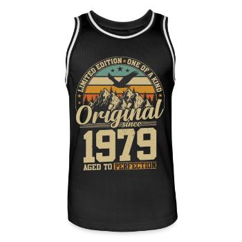 45 Jahre 1979 Geburtstagsgeschenk in limitierter Auflage - Männer Basketball-Trikot - Schwarz/Weiß - Vorne - AI Model Male 185 dark (185cm)